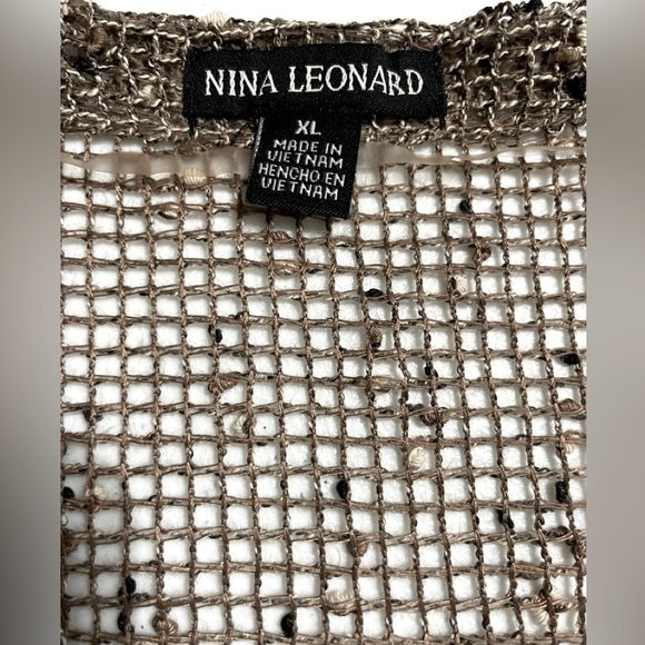 Nina Leonard Mocha Brown Coconut Button Knit Bolero Cardigan size XL - Picture 9 of 10